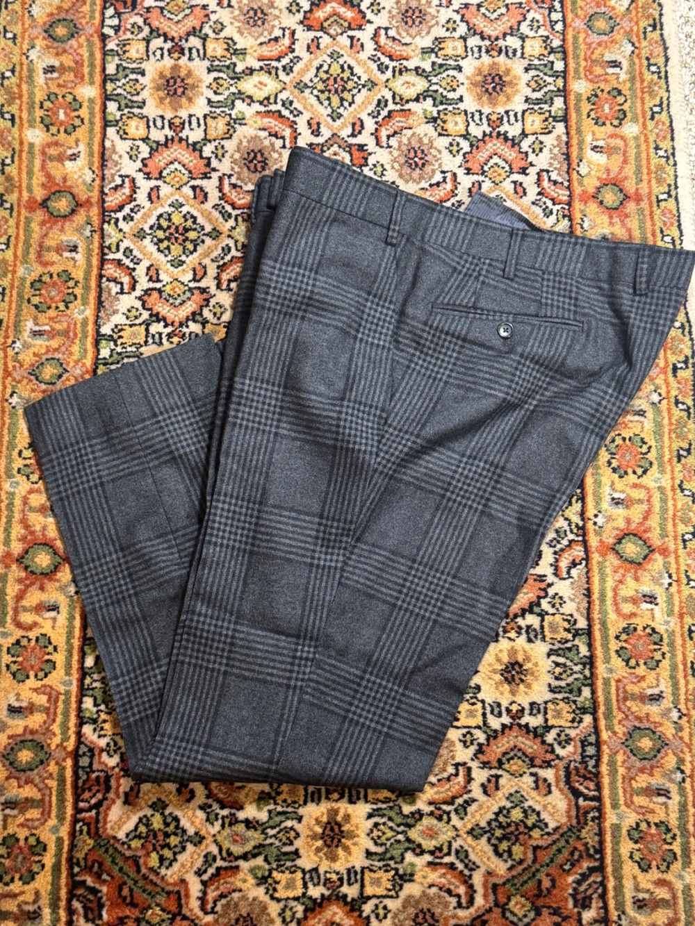 Tom Ford Gray Plaid Wool Cashmere Flannel Trousers 56R 40 Waist 29.5 Inseam EUC